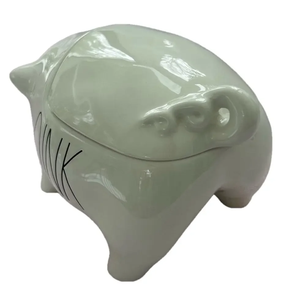 Rae Dunn Artisan Magenta Pig OINK Canister Cookie Jar White